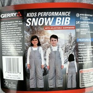 NWT Gerry Kids‎ Performance Snow Bib/Pants Adjustable Suspenders Grey 3T (0933)